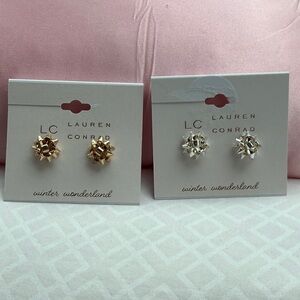 LC Lauren Conrad Gold and Silver Bow Earrings - 2 pair!